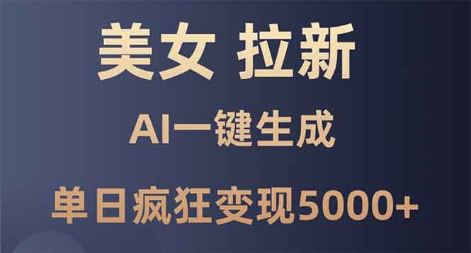 美女暴力拉新，通过AI一键生成，单日疯狂变现5000+，纯小白一学就会！-墨痕微课