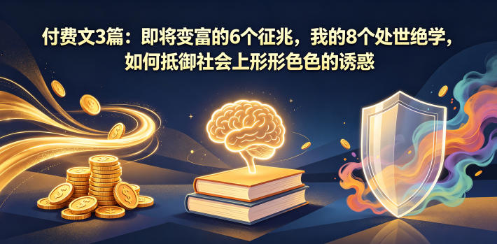 付费文3篇:即将变富的6个征兆,我的8个处世绝学,如何抵御社会上形形色色的诱惑-墨痕微课