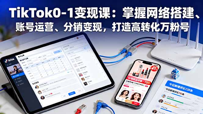 TikTok0-1变现课:掌握网络搭建、账号运营、分销变现,打造高转化万粉号-墨痕微课