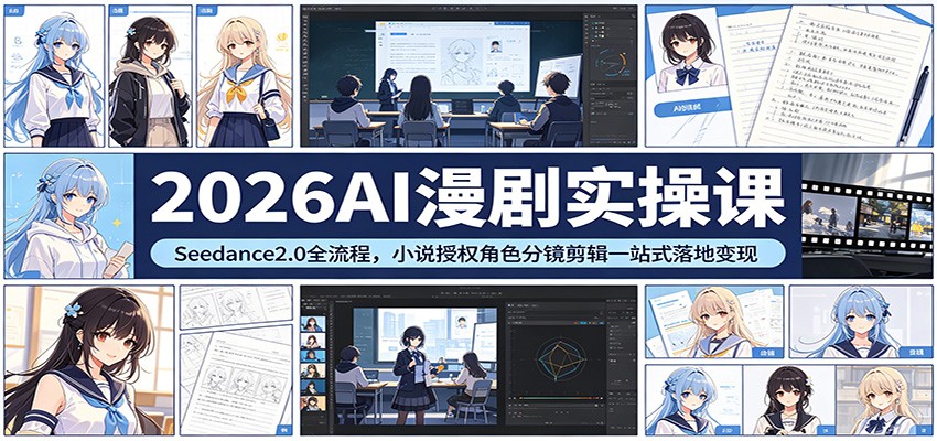 2026AI漫剧实操课：Seedance2.0全流程，小说授权角色分镜剪辑一站式落地变现-墨痕微课