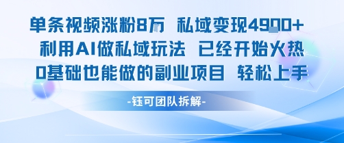 单条视频私域变现4.9k+利用AI做私域玩法 已经开始火热0基础也能做的副业项目轻松上手-墨痕微课
