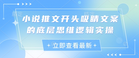 小说推文开头吸睛文案的底层思维逻辑实操-墨痕微课