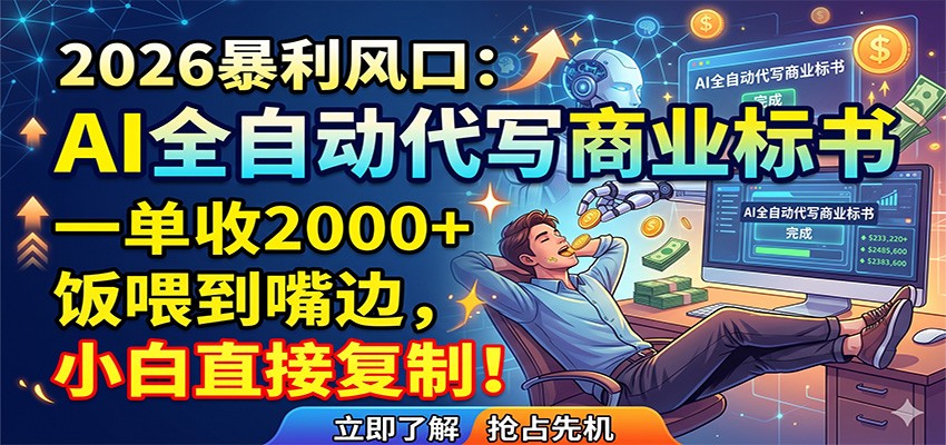 AI全自动代写商业标书,一单收2000+,饭喂到嘴边,小白直接复制-墨痕微课