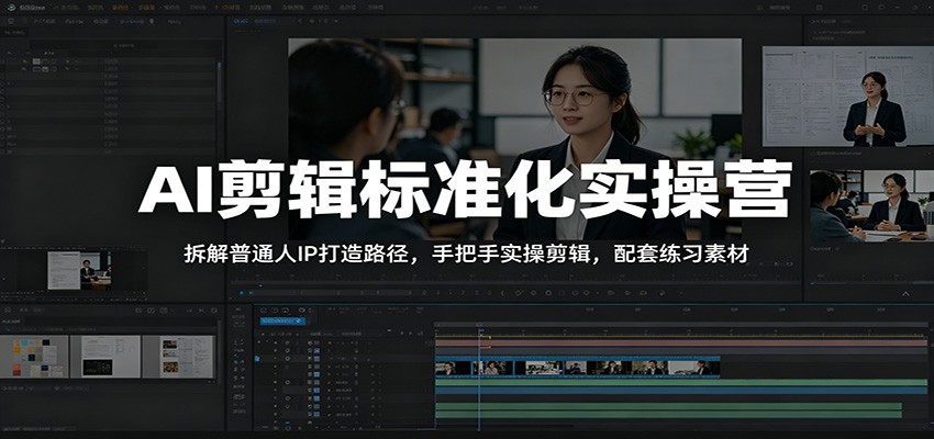 AI剪辑标准化实操营：拆解普通人IP打造路径，手把手实操剪辑，配套练习素材-墨痕微课
