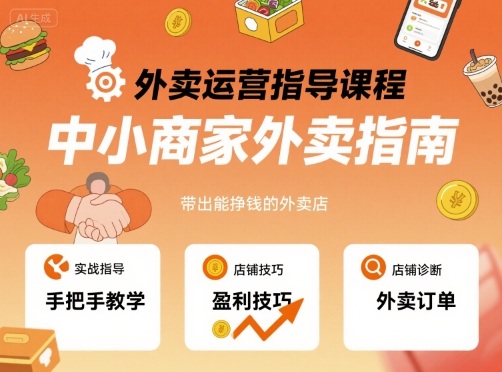 外卖运营指导课程,中小商家外卖指南,手把手带出能挣钱的外卖店-墨痕微课