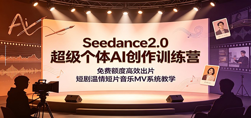 Seedance2.0超级个体AI创作训练营：免费额度高效出片，短剧温情短片音乐MV系统教学-墨痕微课