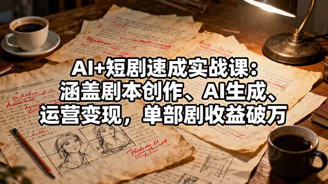 AI+短剧速成实战课:涵盖剧本创作、AI生成、运营变现,单部剧收益破万-墨痕微课