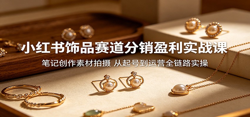 小红书饰品赛道分销盈利实战课:笔记创作素材拍摄,从起号到运营全链路实操-墨痕微课