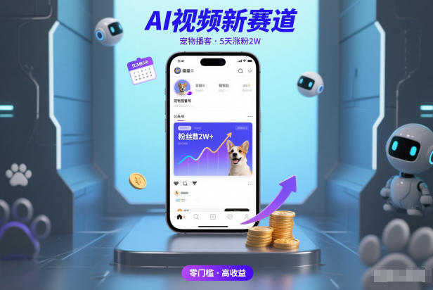 AI视频新赛道，宠物播客仅注册5天涨粉2W，收益非常可观-墨痕微课