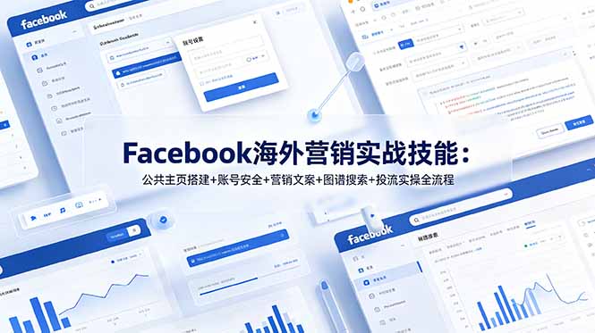 Facebook海外营销实战技能:公共主页搭建+账号安全+营销文案+图谱搜索+投流实操全流程-墨痕微课