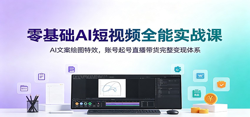 零基础AI短视频全能实战课:AI文案绘图特效,账号起号直播带货完整变现体系-墨痕微课