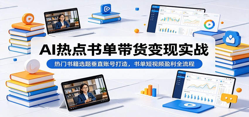 AI热点书单带货变现实战：热门书籍选题垂直账号打造，书单短视频盈利全流程-墨痕微课