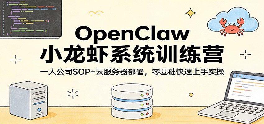 OpenClaw小龙虾系统训练营：一人公司SOP，云服务器部署，零基础快速上手实操-墨痕微课