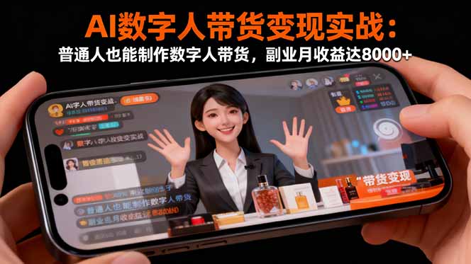 AI数字人带货变现实战:普通人也能制作数字人带货,副业月收益达8000+-墨痕微课