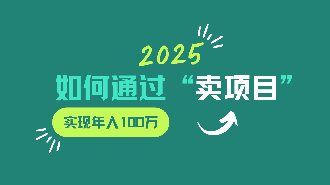2025年如何通过“卖项目”实现年入100w-墨痕微课