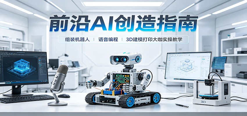 前沿AI创造指南：组装机器人、语音编程、3D建模打印大咖实操教学-墨痕微课