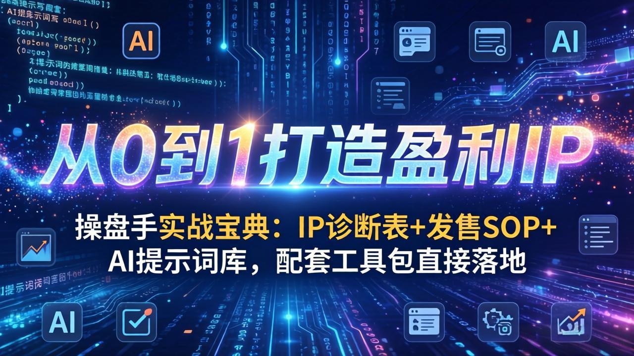操盘手实战宝典：IP诊断表+发售SOP+AI提示词库，配套工具包直接落地，从0到1打造盈利IP-墨痕微课