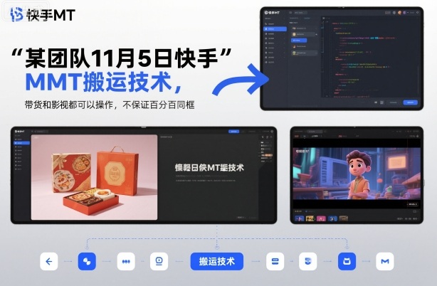 某团队11月5日快手MT搬运技术，带货和影视都可以操作，不保证百分百同框，自测-墨痕微课