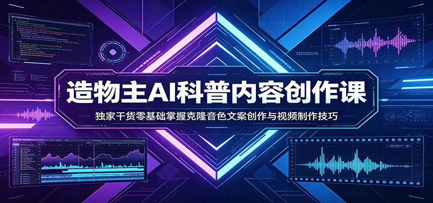 AI科普内容创作课：独家干货零基础掌握克隆音色文案创作与视频制作技巧-墨痕微课