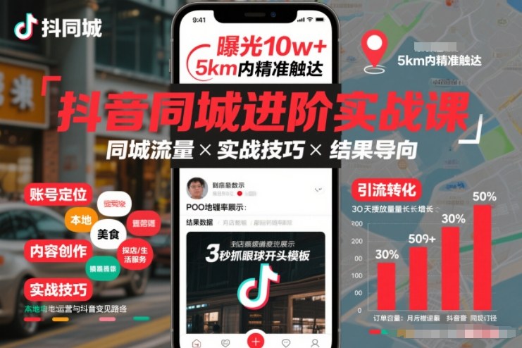 抖音同城进阶实战课，助你同城流量拿到结果-墨痕微课