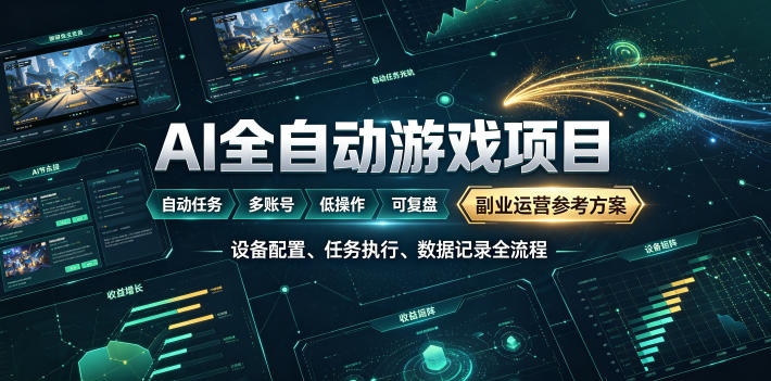 AI全自动游戏躺賺副业：日入几百，稳定运行三年的项目！【揭秘】-墨痕微课