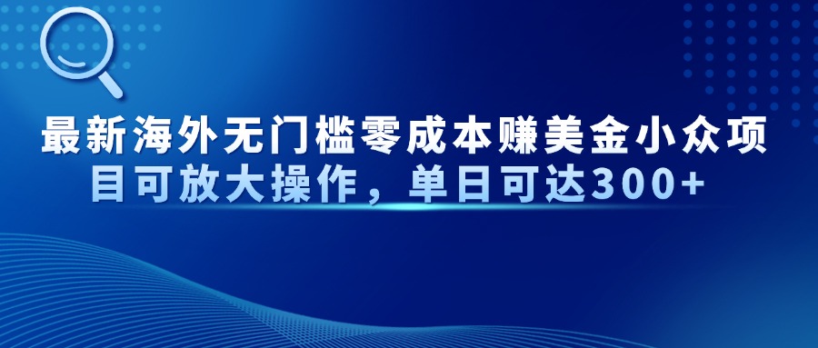 最新海外无门槛零成本赚美金小众项目可放大操作,单日可达300+-墨痕微课