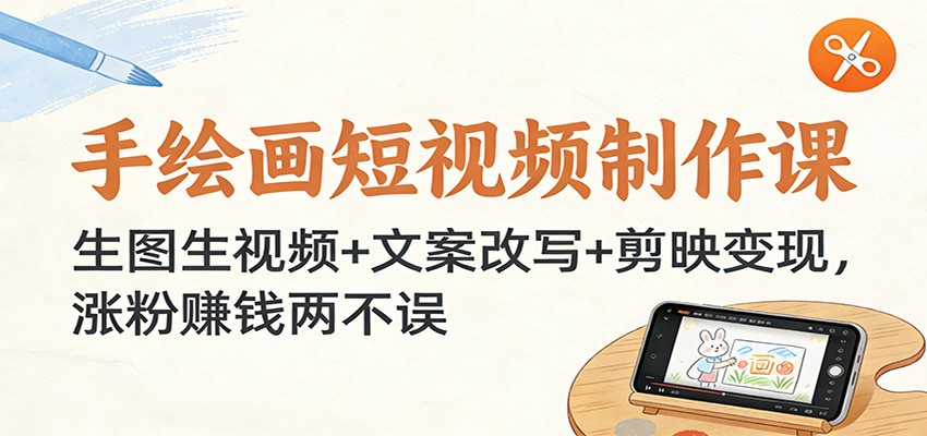 手绘画短视频制作课：生图生视频+文案改写+剪映变现，涨粉赚钱两不误-墨痕微课
