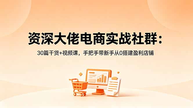 资深大佬电商实战社群:30篇干货+视频课,手把手带新手从0搭建盈利店铺-墨痕微课