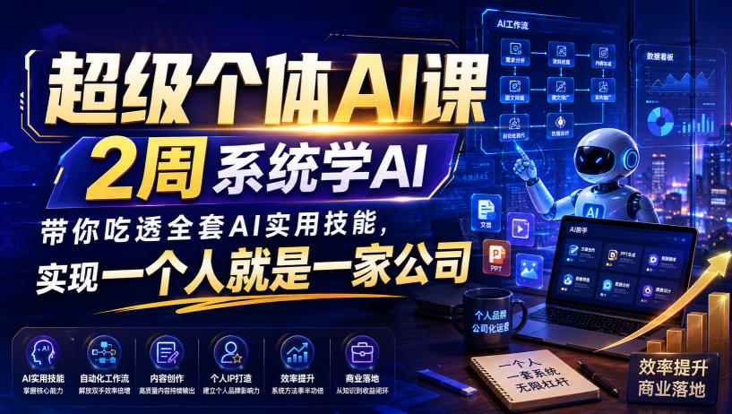超级个体AI课，2周系统学AI，带你吃透全套AI实用技能，实现一个人就是一家公司-墨痕微课