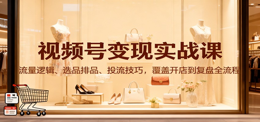 视频号变现实战课：流量逻辑、选品排品、投流技巧，覆盖开店到复盘全流程-墨痕微课