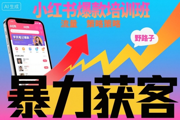 小红书爆款培训班，小红书获客野路子流量打法，暴力持续获客-墨痕微课