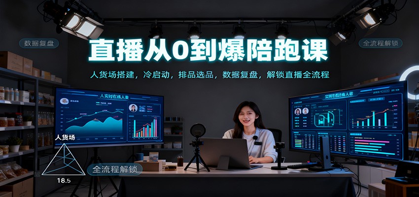 直播从0到爆陪跑课：人货场搭建，冷启动，排品选品，数据复盘，解锁直播全流程-墨痕微课