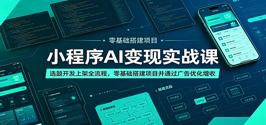 小程序AI变现实战课：选题开发上架全流程，零基础搭建项目并通过广告优化增收-墨痕微课