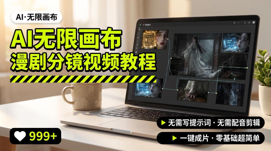 AI无限画布制作爆款漫剧分镜视频搭建教程，无需写脚本，无需制作音频，一键制作超简单-墨痕微课