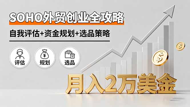 SOHO外贸创业全攻略,自我评估+资金规划+选品策略,月入2万美金-墨痕微课