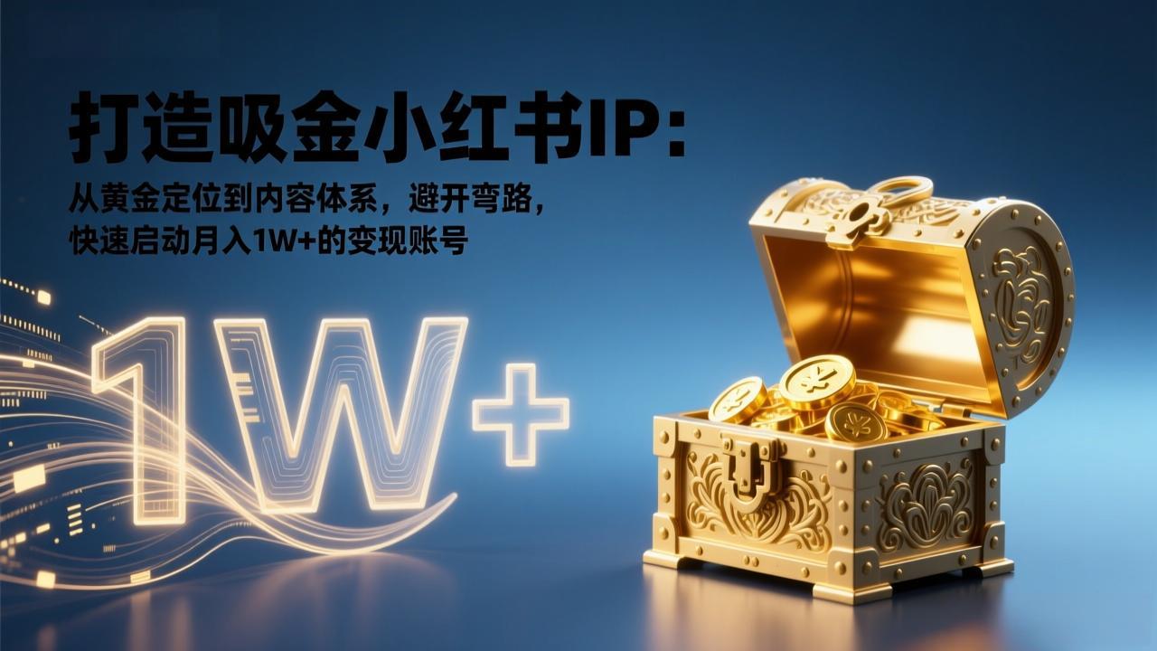打造吸金小红书IP：从黄金定位到内容体系，避开弯路，快速启动月入1W+的变现账号-墨痕微课