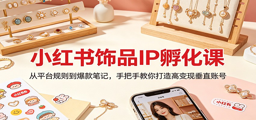 小红书饰品IP孵化课：从平台规则到爆款笔记，手把手教你打造高变现垂直账号-墨痕微课