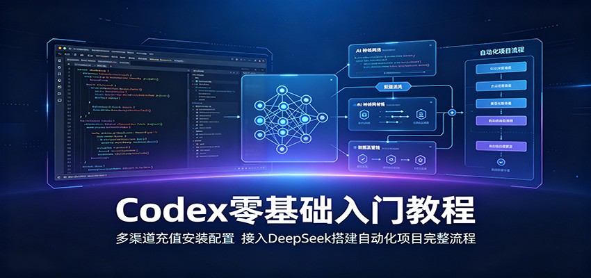 Codex零基础入门教程：多渠道充值安装配置，接入DeepSeek搭建自动化项目完整流程-墨痕微课