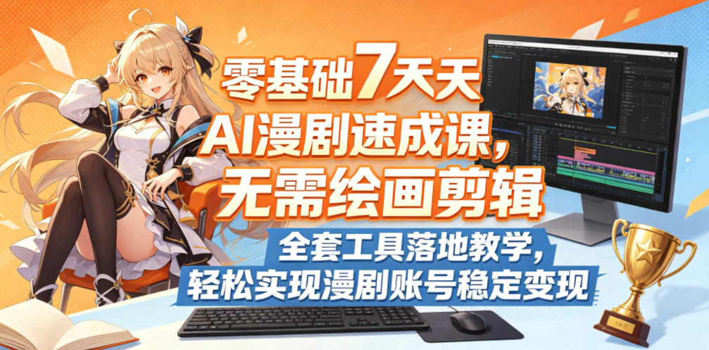 零基础7天AI漫剧速成课，无需绘画剪辑，全套工具落地教学，轻松实现漫剧账号稳定变现-墨痕微课