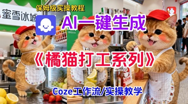 Coze扣子工作流一键生成胖橘猫打工短视频，保姆级实操搭建教学-墨痕微课