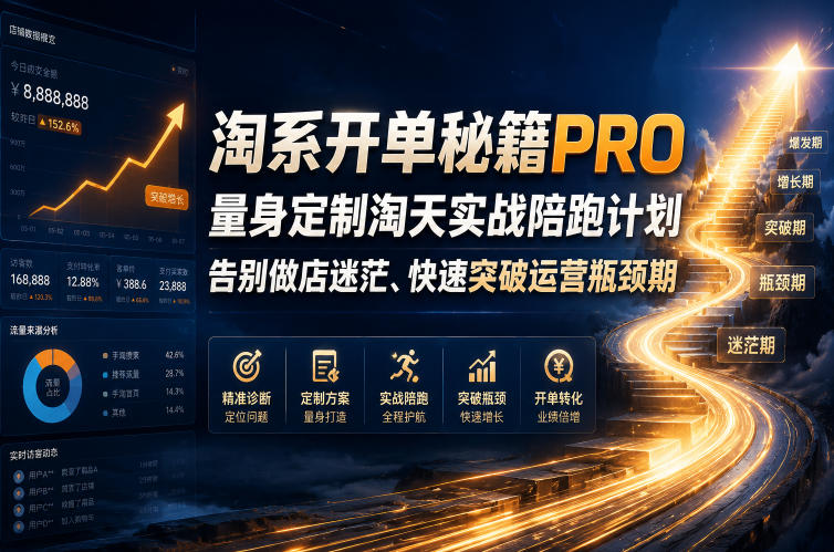淘系开单秘籍PRO，量身定制淘天实战陪跑计划，告别做店迷茫、快速突破运营瓶颈期(20260709)-墨痕微课