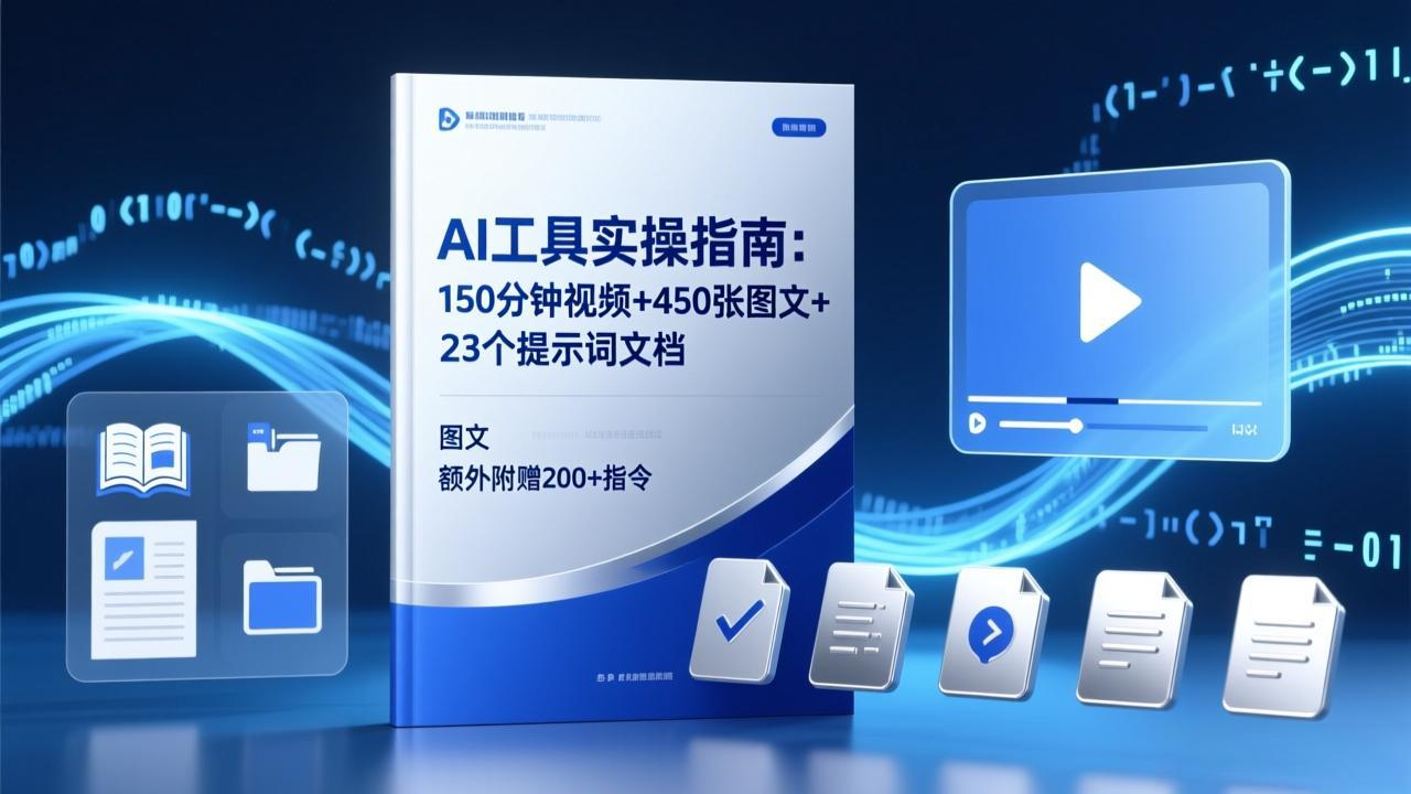 AI工具实操指南：150分钟视频+450张图文+23个提示词文档，额外附赠200+指令-墨痕微课