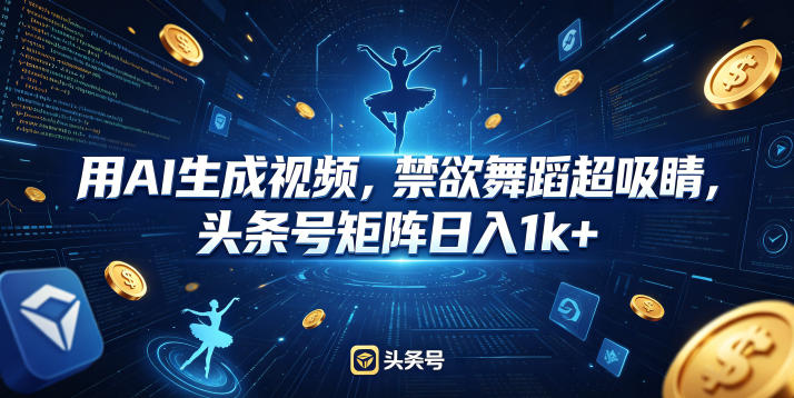 用AI生成视频，禁欲舞蹈超吸睛，头条号矩阵日入1k+-墨痕微课