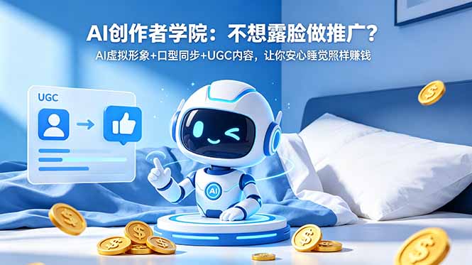 AI创作者学院：不想露脸做推广？AI虚拟形象+口型同步+UGC内容，让你安心睡觉照样赚钱-墨痕微课