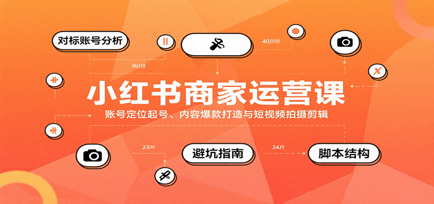 小红书商家运营课,账号定位起号、内容爆款打造与短视频拍摄剪辑-墨痕微课