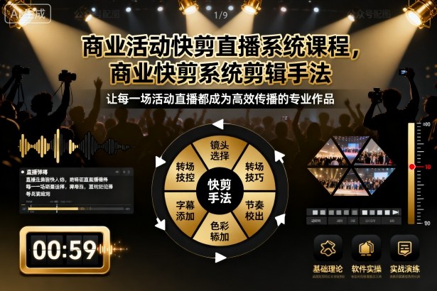商业活动快剪直播系统课程,商业快剪系统剪辑手法-墨痕微课
