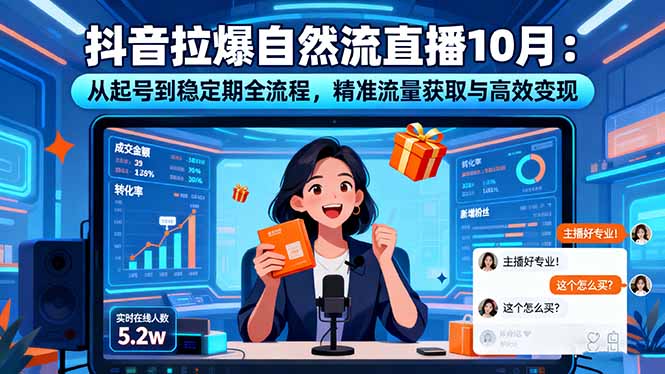 抖音拉爆自然流直播10月:从起号到稳定期全流程,精准流量获取与高效变现-墨痕微课