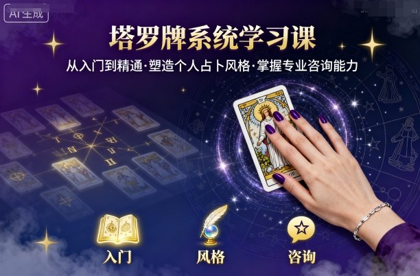 塔罗牌系统学习课,助你从入门到精通,塑造个人占卜风格,掌握专业咨询能力-墨痕微课
