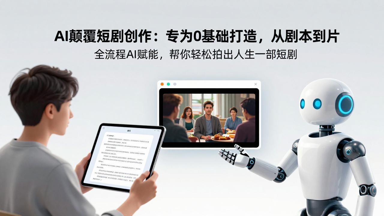 AI颠覆短剧创作：专为0基础打造，从剧本到成片全流程AI赋能，帮你轻松拍出人生第一部短剧-墨痕微课