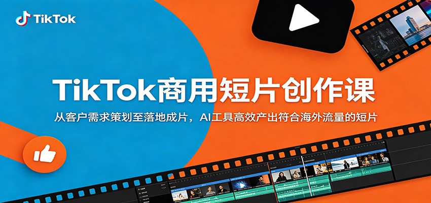 TikTok商用短片创作课：从客户需求策划至落地成片，AI工具高效产出符合海外流量的短片-墨痕微课